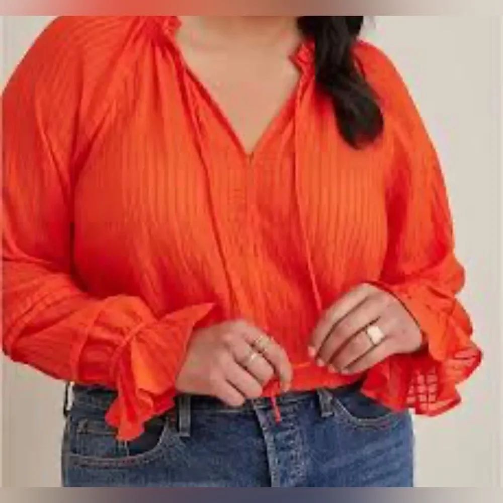 Torrid Stripe Gauze Lace-Up Peasant Top Size 1